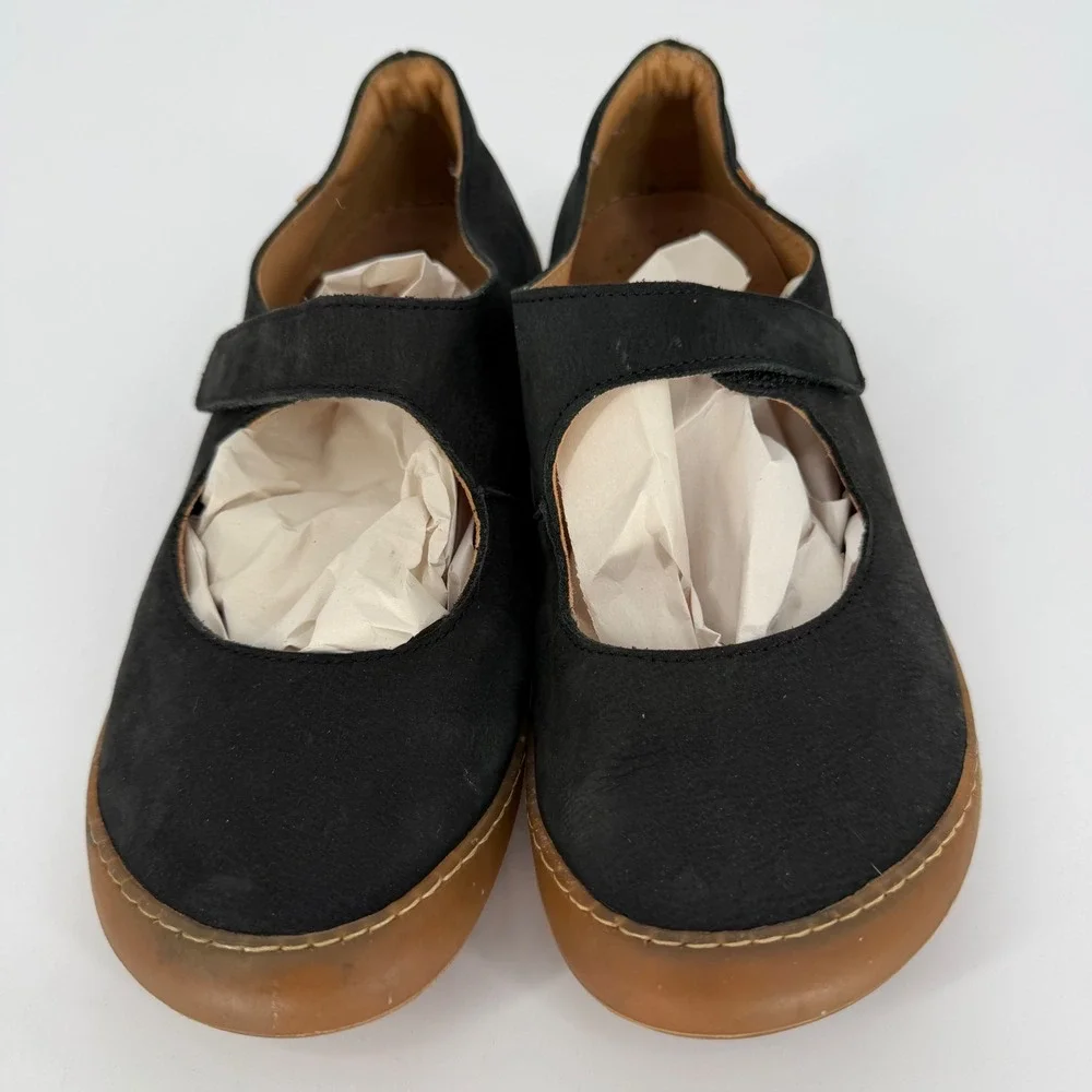 El Naturalista 5768 Black Nubuck Leather Mary Jane Flats Women Size 40